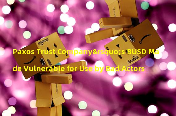 Paxos Trust Company’s BUSD Made Vulnerable for Use by Bad Actors
