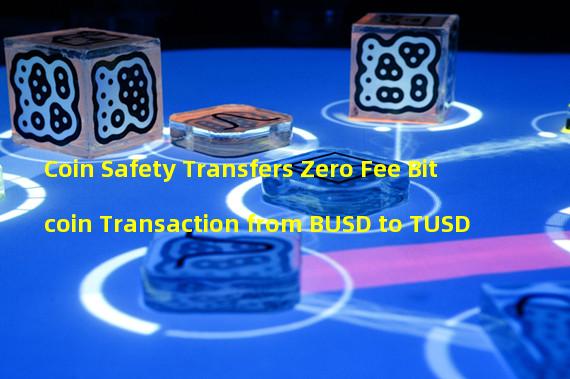 Coin Safety Transfers Zero Fee Bitcoin Transaction from BUSD to TUSD