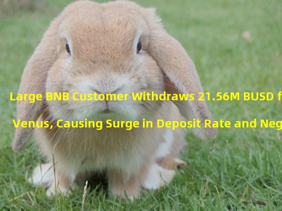 Large BNB Customer Withdraws 21.56M BUSD from Venus, Causing Surge in Deposit Rate and Negative Loan Rate