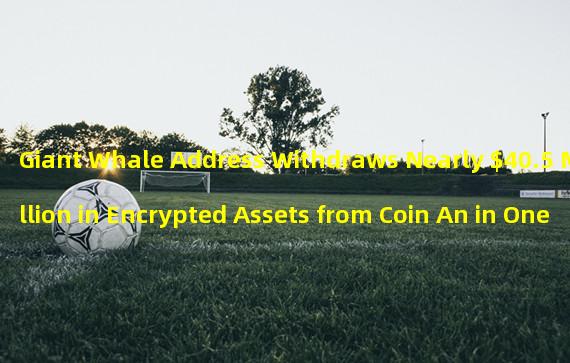 Giant Whale Address Withdraws Nearly $40.5 Million in Encrypted Assets from Coin An in One Hour