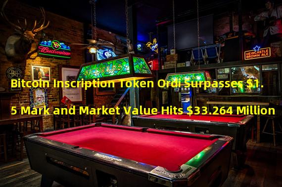 Bitcoin Inscription Token Ordi Surpasses $1.5 Mark and Market Value Hits $33.264 Million