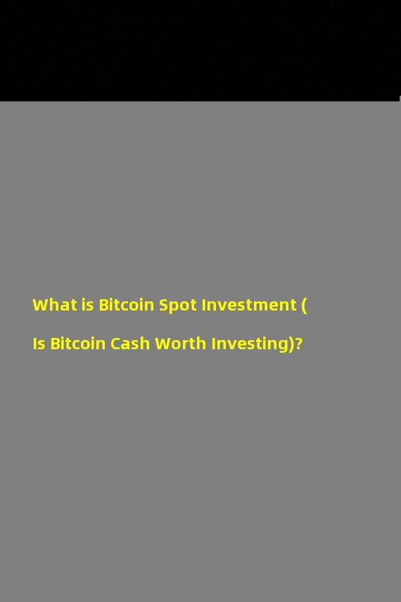 What is Bitcoin Spot Investment (Is Bitcoin Cash Worth Investing)?